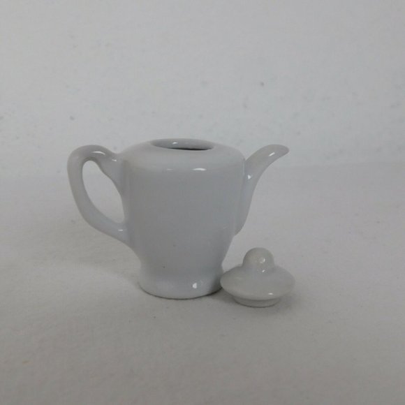 Porcelain 13 Piece Mini Miniature White w/Flower Basket Tea Set Teapot Dolls - Picture 3 of 11